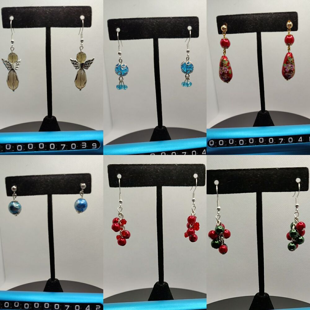 Glass & Crystal Cluster Earrings Sterlin